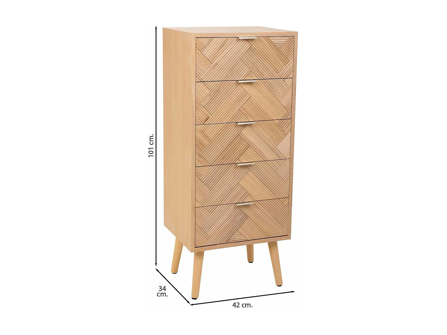 Kommode aus braunem Holz 42x34x101
