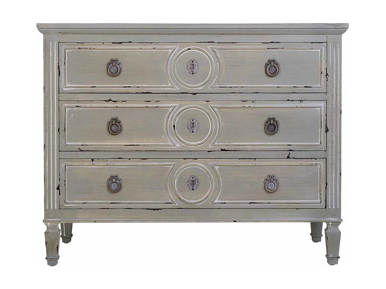 Cassettiera in legno con 3 cassetti grigio 102x46x80h cm