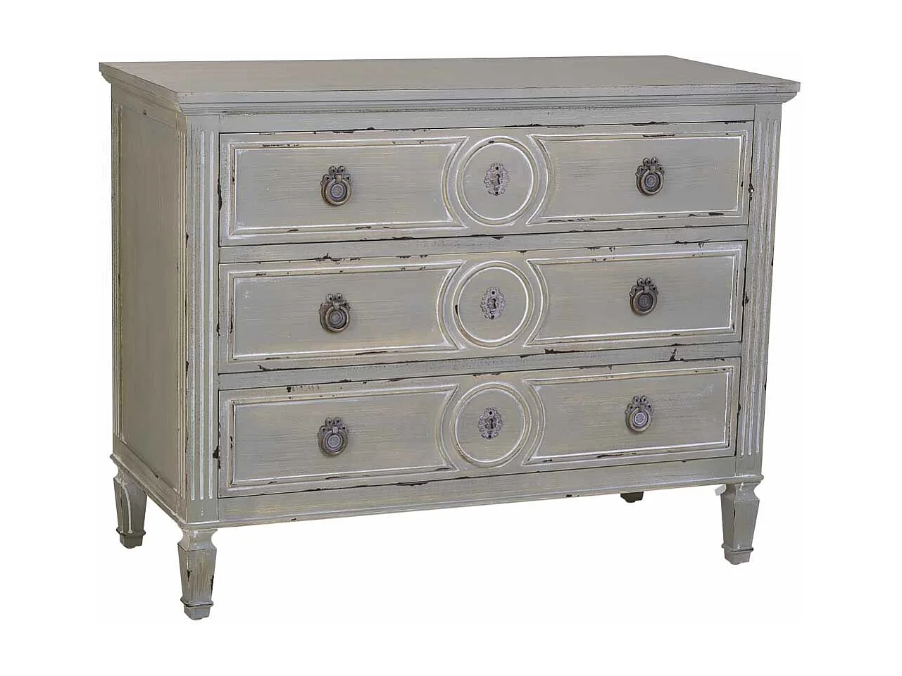 Cassettiera in legno con 3 cassetti grigio 102x46x80h cm