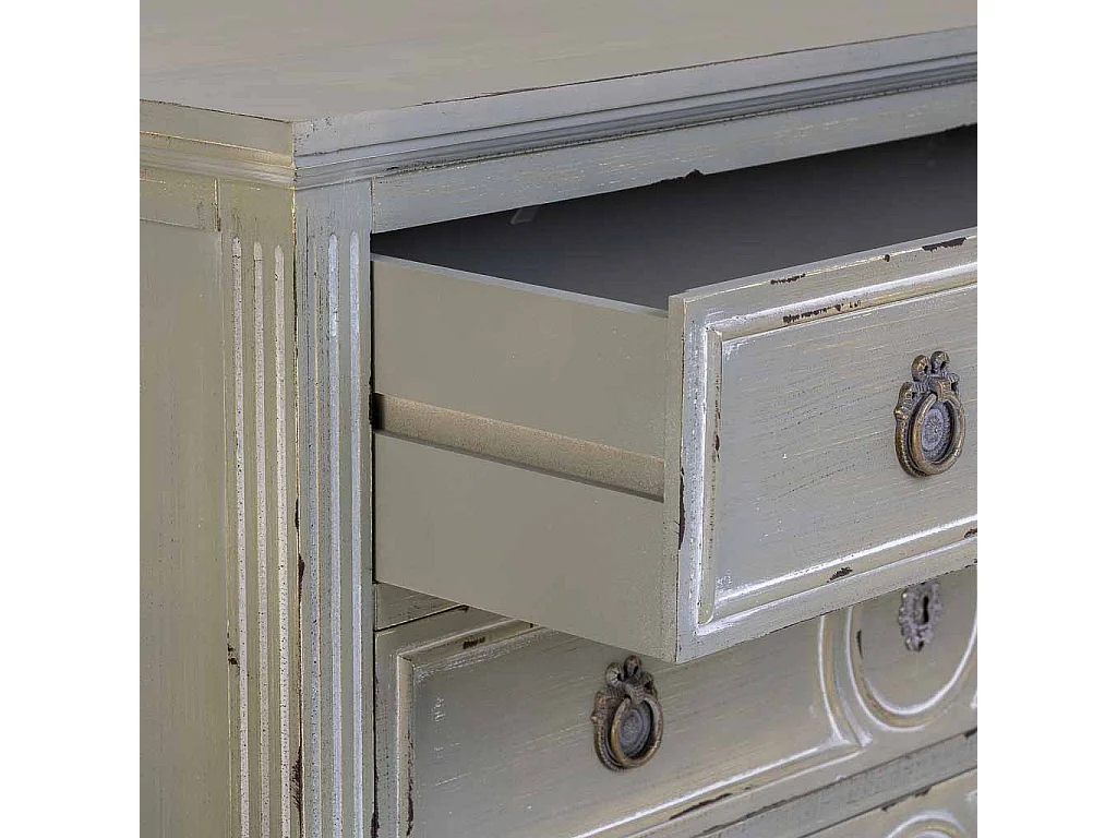 Cassettiera in legno con 3 cassetti grigio 102x46x80h cm