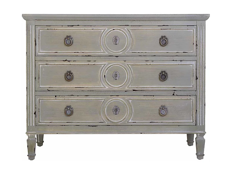 Cassettiera in legno con 3 cassetti grigio 102x46x80h cm