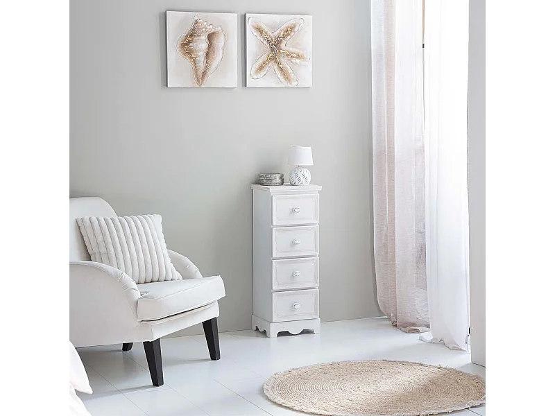 Gaveteiro de madeira branca 31x26x80h cm