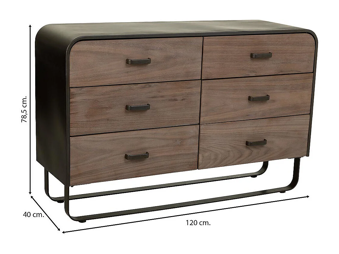Schwarzes Kommoden aus Metall und Holz 120 x 40 x 78,5 h cm