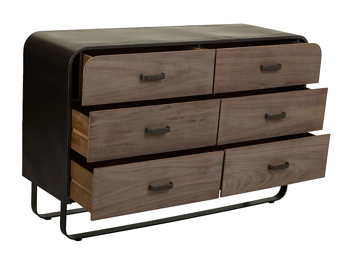 Schwarzes Kommoden aus Metall und Holz 120 x 40 x 78,5 h cm