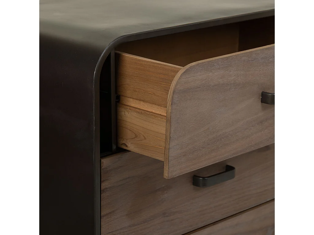 Ensemble commode en métal noir et bois 120x40x78,5h cm