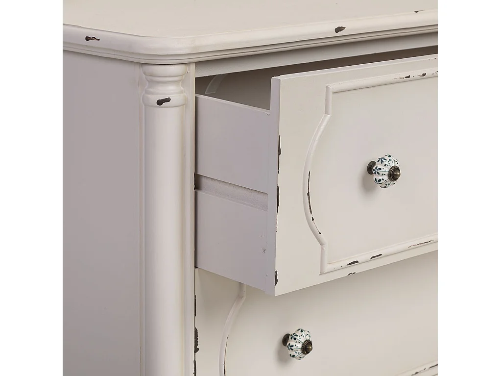 Commode en bois blanc vieilli avec 3 tiroirs 100x38x86,5h cm