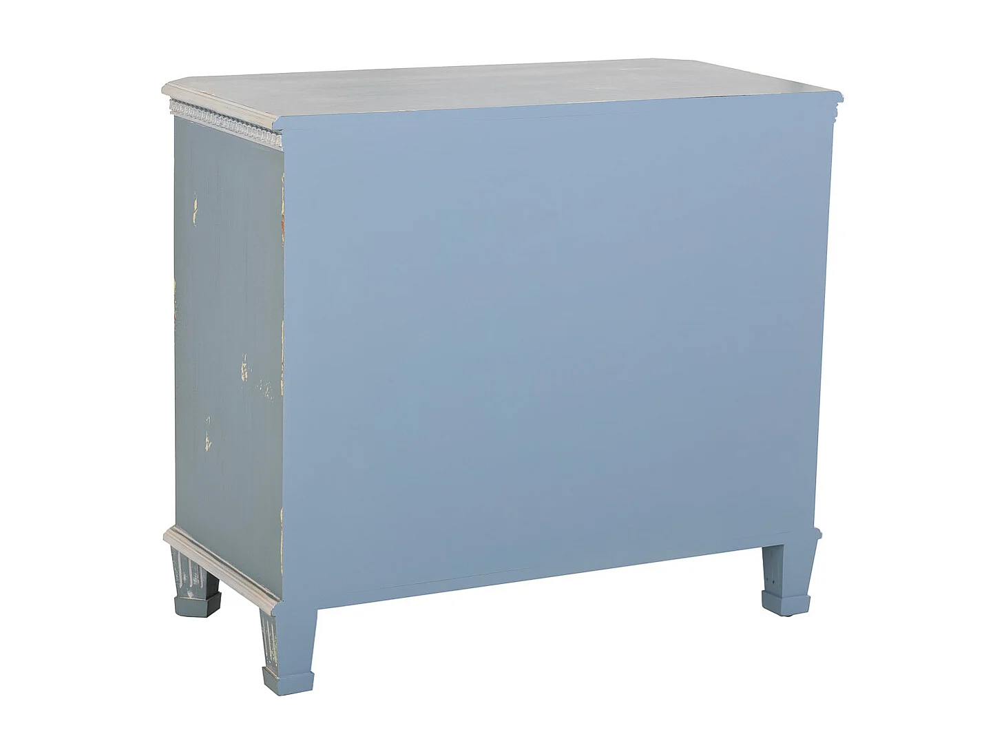 Cómoda em madeira azul com 3 gavetas 92x46x81h cm