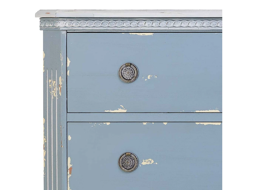 Cómoda em madeira azul com 3 gavetas 92x46x81h cm