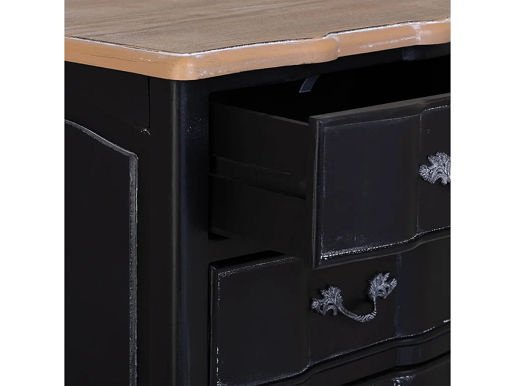 Sinfonier de madera lacado envejecido, 5 cajones, 50x40x98h cm - Negro