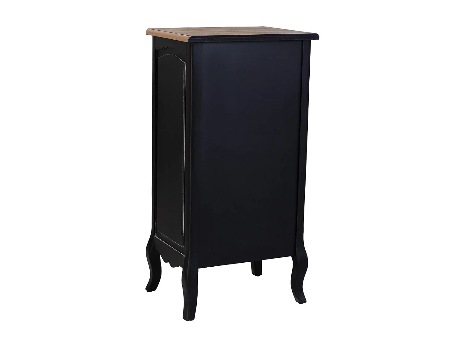 Commode en bois laqué noir vieilli avec 5 tiroirs 50x40x98h cm