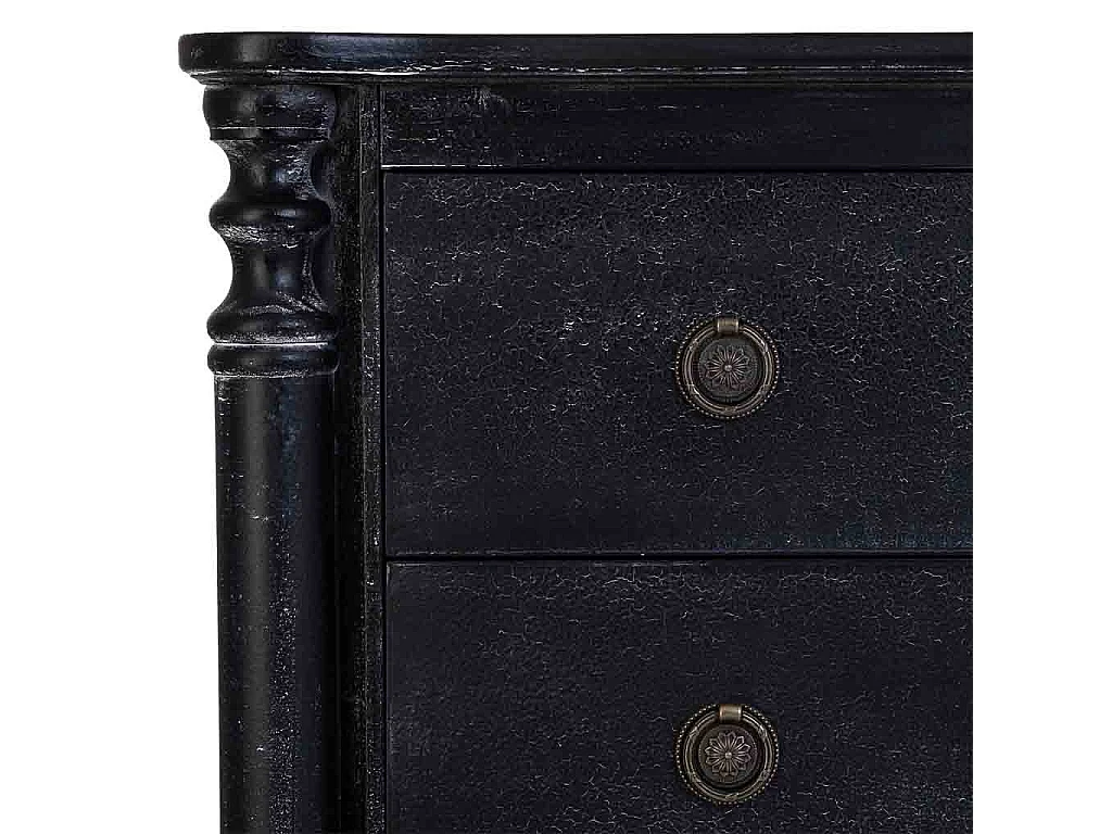 Commode en bois laqué noir vieilli avec 4 tiroirs 100x40x90h cm