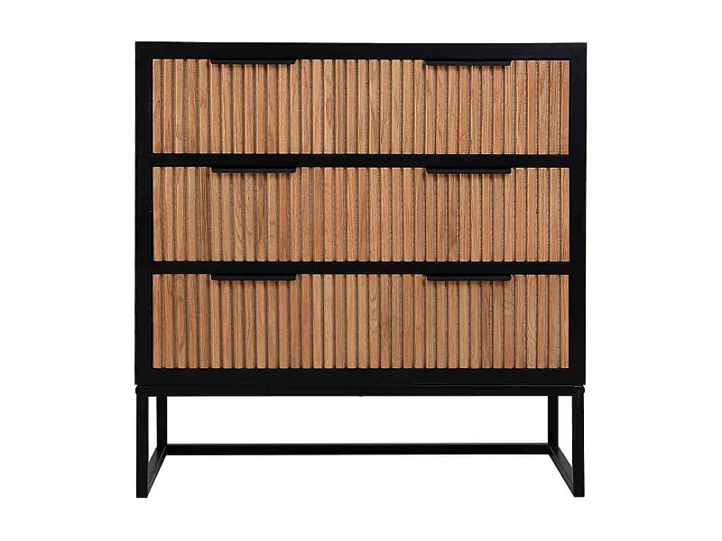 Cómoda 3 gavetas madeira e metal 80x39,5x81h cm