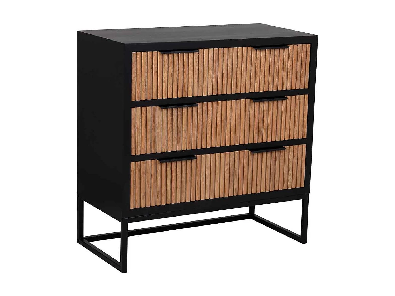 Cómoda 3 gavetas madeira e metal 80x39,5x81h cm