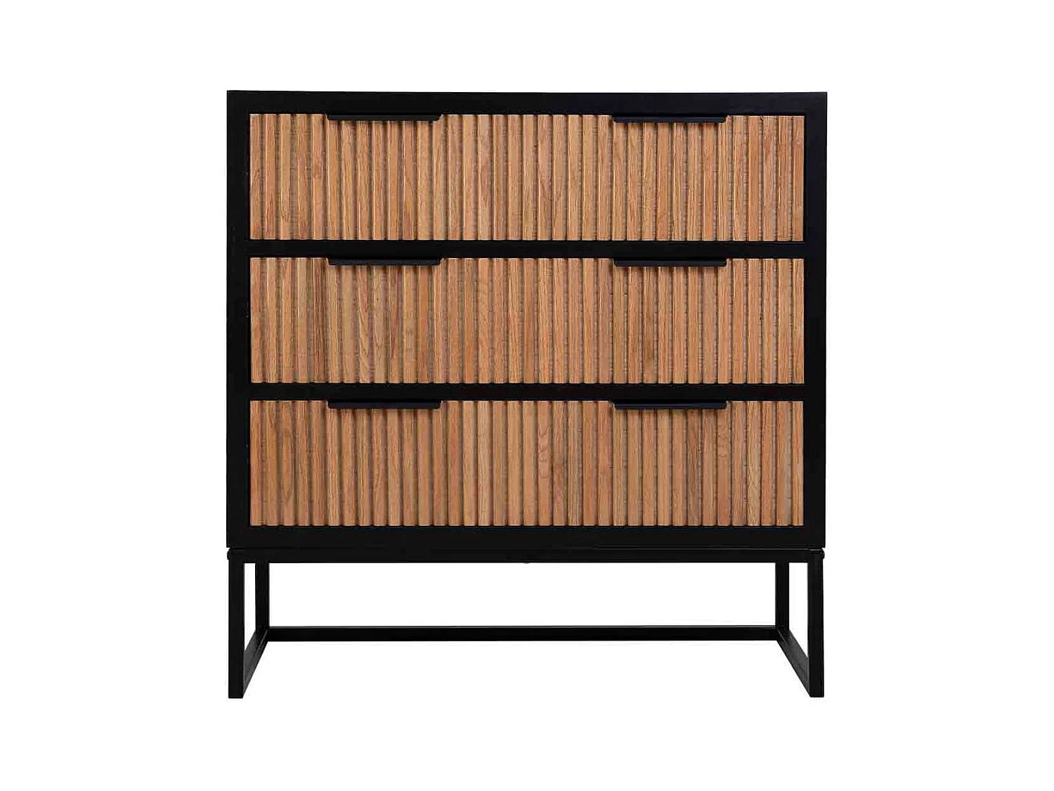 Cómoda de 3 cajones madera y metal 80x39,5x81h cm