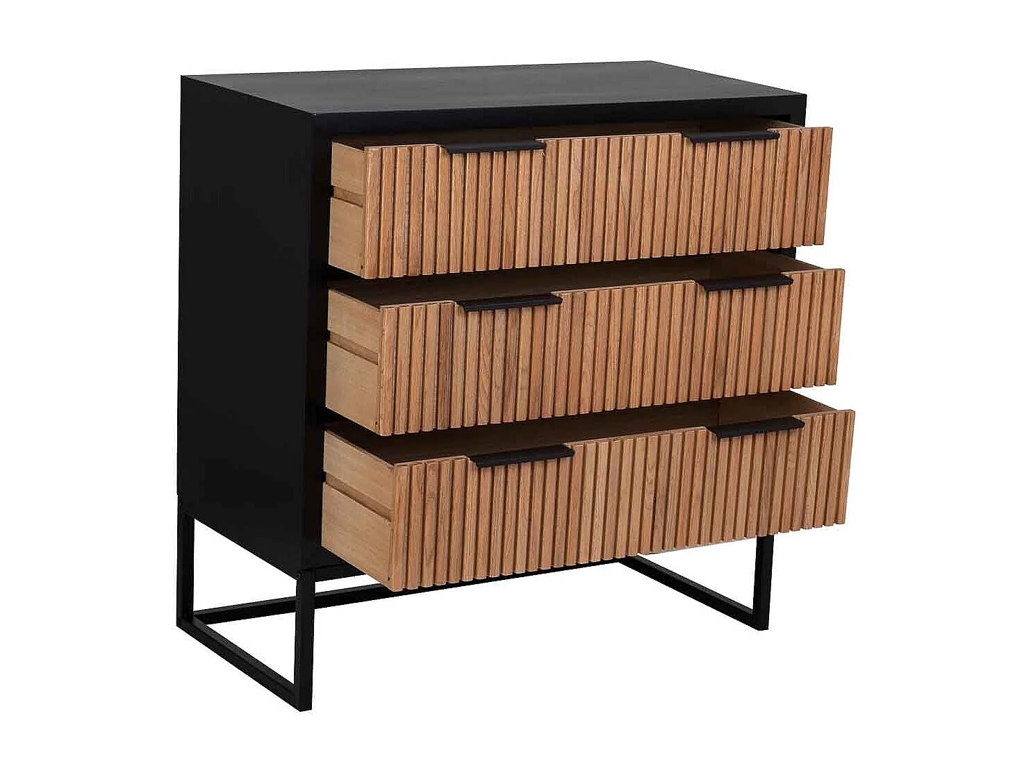 Cómoda 3 gavetas madeira e metal 80x39,5x81h cm