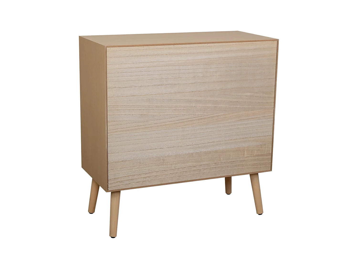 Braune Kommode mit 3 Schubladen aus Holz und Rattangitter 75x35x78h cm