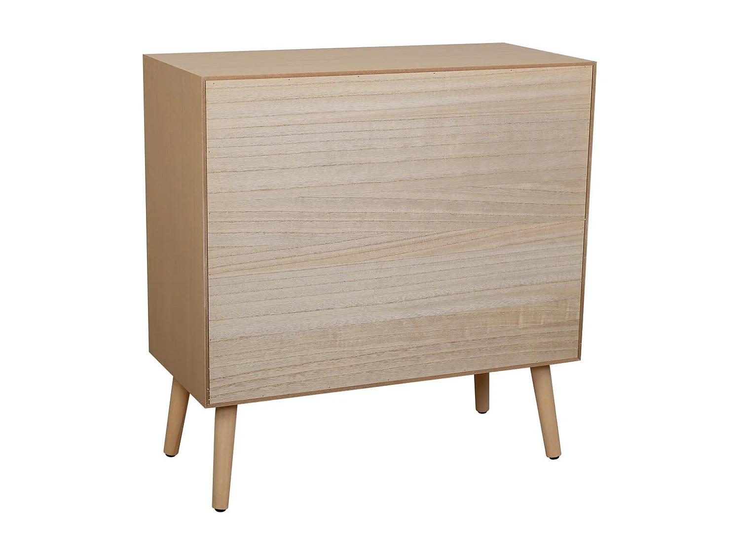 Cómoda de treliça de madeira e rattan castanho  75x35x78h cm