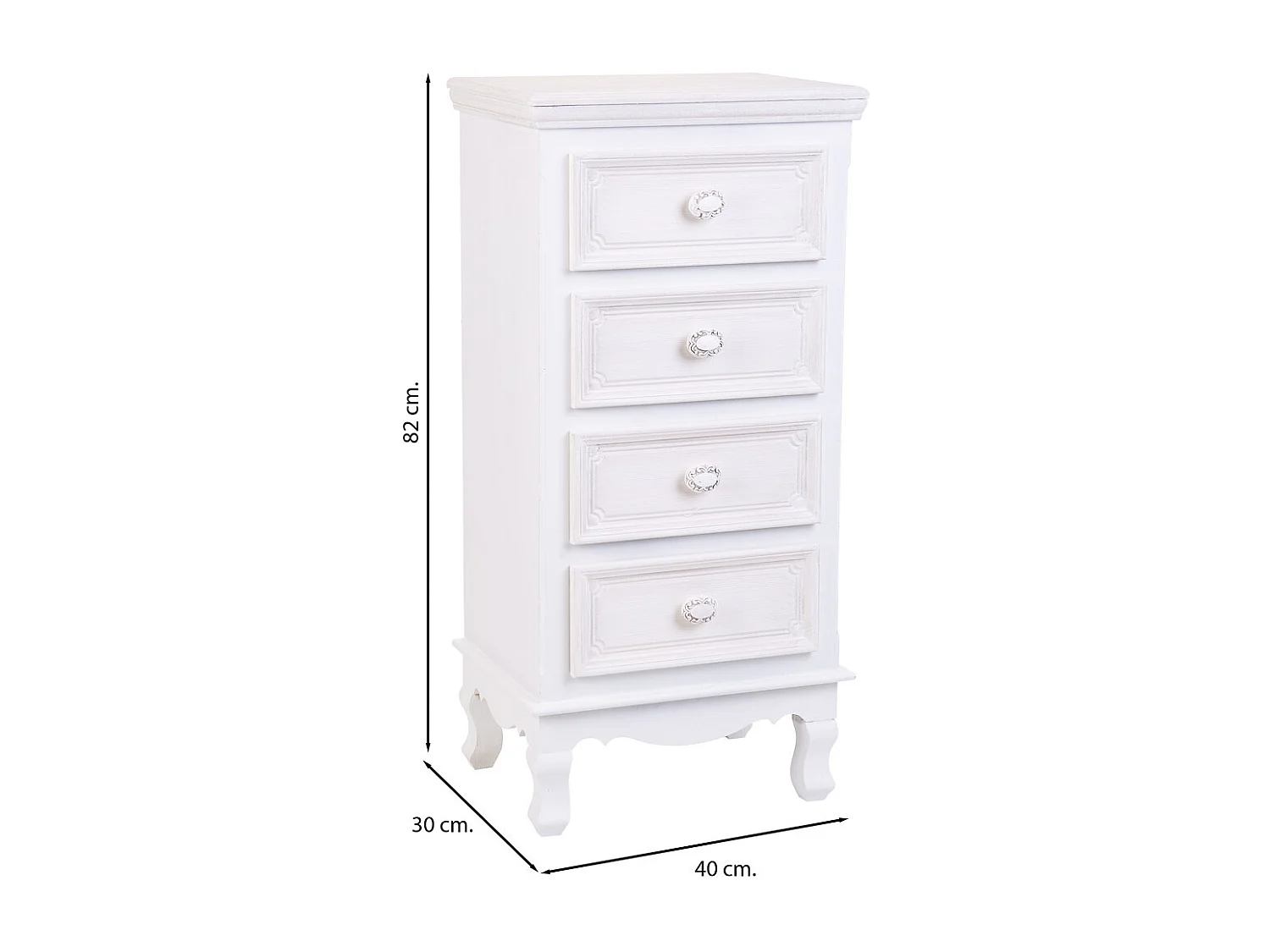 Sinfonier de madera blanco 40x30x82cm