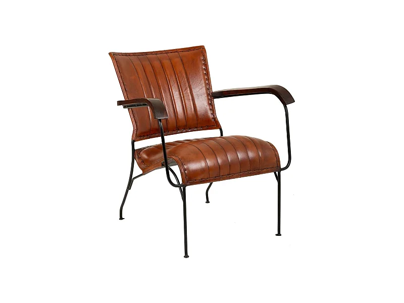 Poltrona em metal e pele 65x72x74h cm