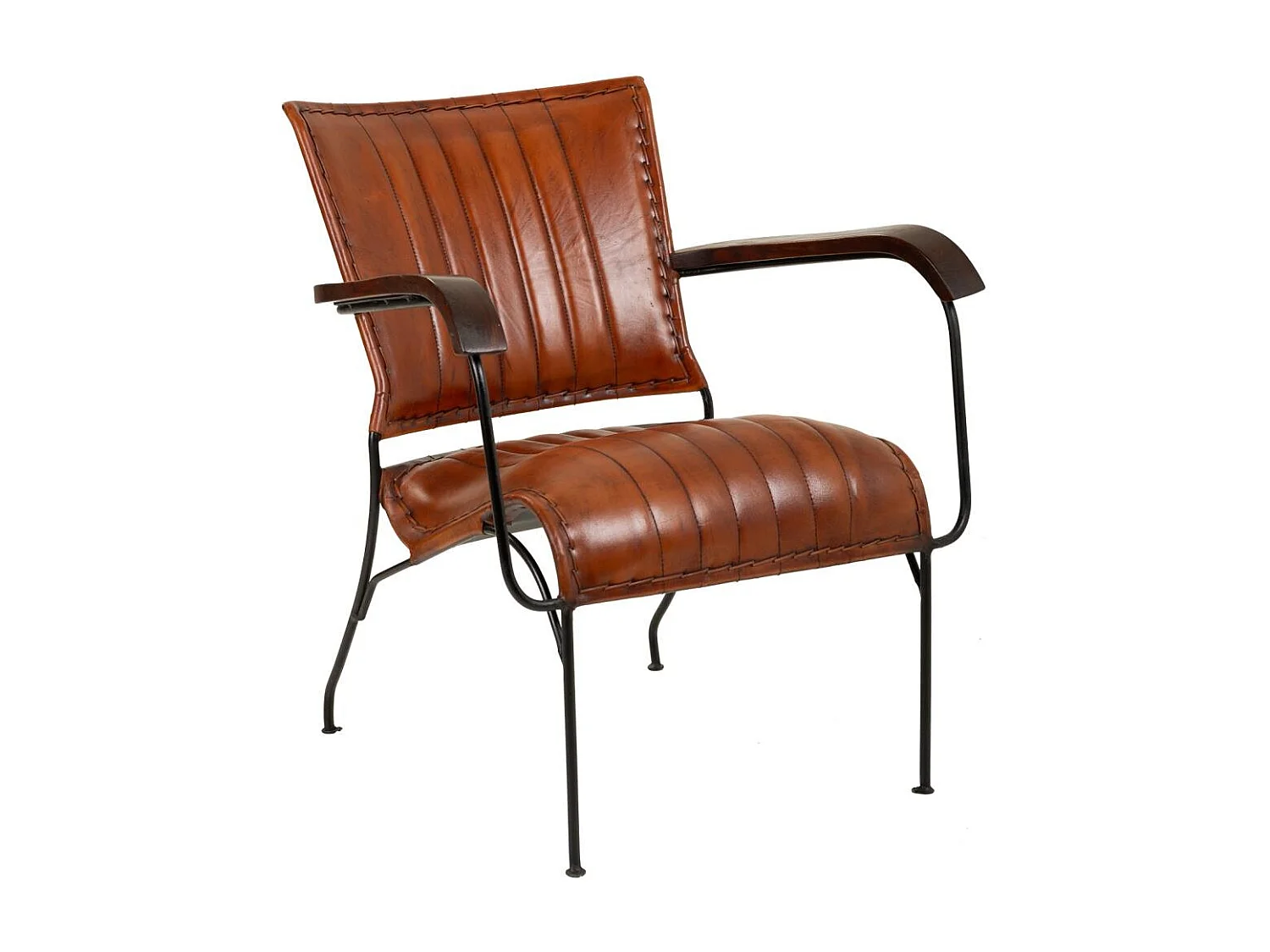 Poltrona em metal e pele 65x72x74h cm