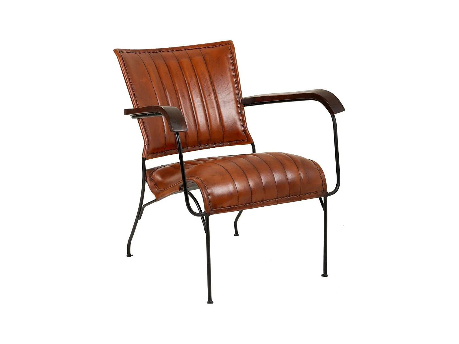 Fauteuil en métal et cuir 65x72x74h cm
