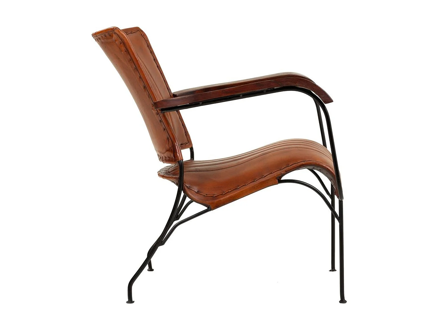 Fauteuil en métal et cuir 65x72x74h cm