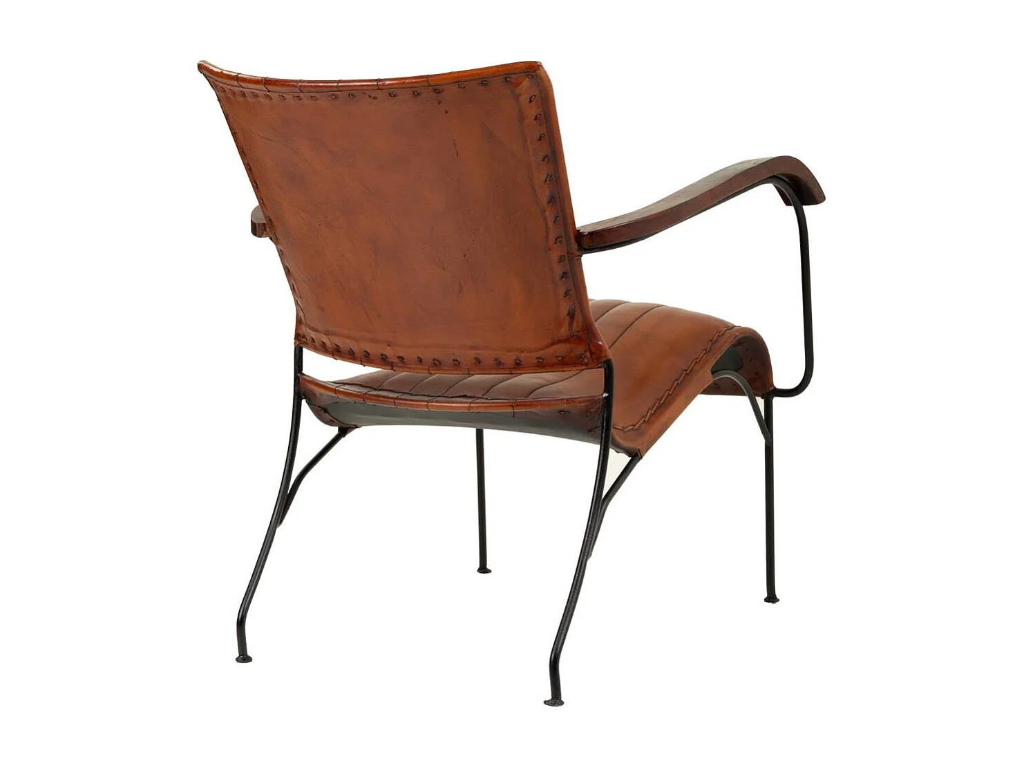 Fauteuil en métal et cuir 65x72x74h cm