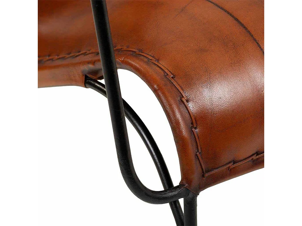 Fauteuil en métal et cuir 65x72x74h cm