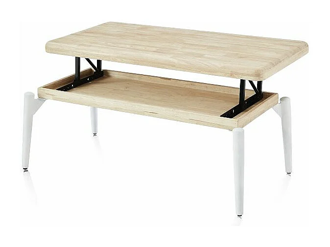 Mesa de centro elevable Padma Blanco - Roble