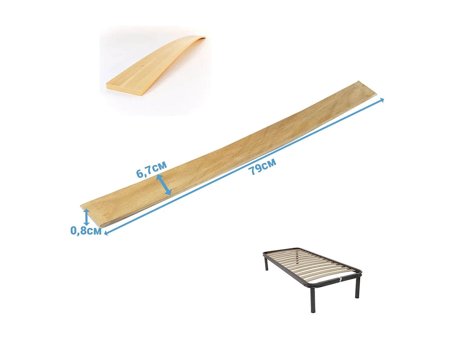 Set 4 doghe di ricambio 79 cm, per rete singola 80x190 con 12, 13 o 14 doghe - Comprarredo