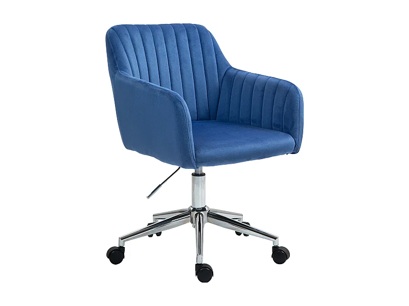 Chaise de bureau SVITA OLIVER, réglable en hauteur, revêtement en velours bleu