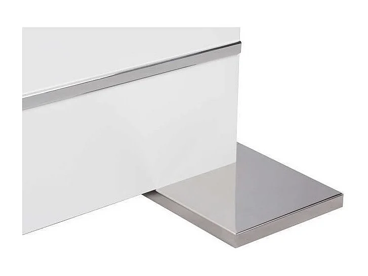 Table extensible 6-8 personnes - Rectangulaire - Panneaux de particules - Mantova - Blanc et alu - L 160- 200 x P90 x H75 cm