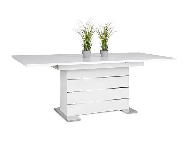 Table extensible 6-8 personnes - Rectangulaire - Panneaux de particules - Mantova - Blanc et alu - L 160- 200 x P90 x H75 cm