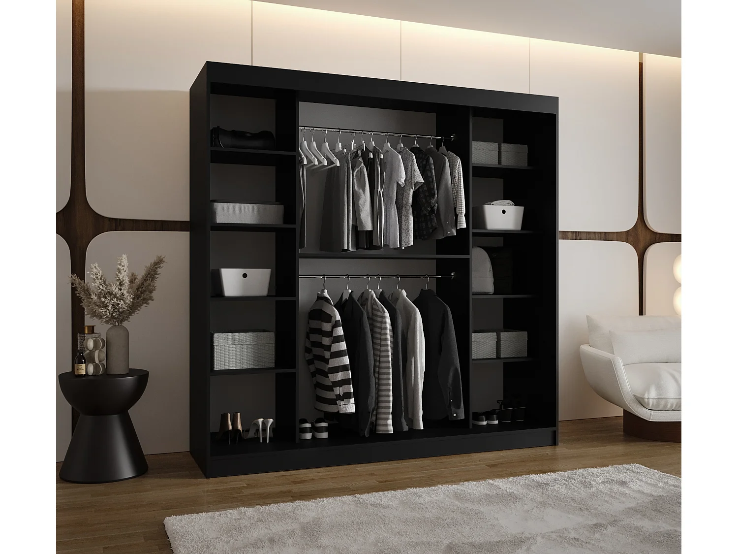 Armoire Ultra À Portes Coulissantes 200/200/62 2 portes (Noir)