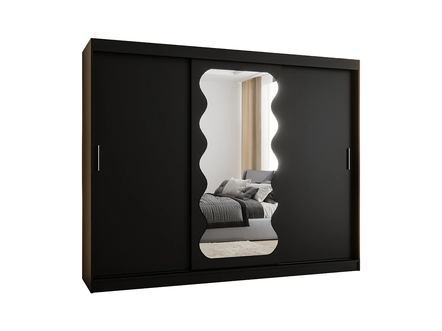 SCHWEBETÜRENSCHRANK SPOTI 200/250/62 3-Türig (Schwarz)