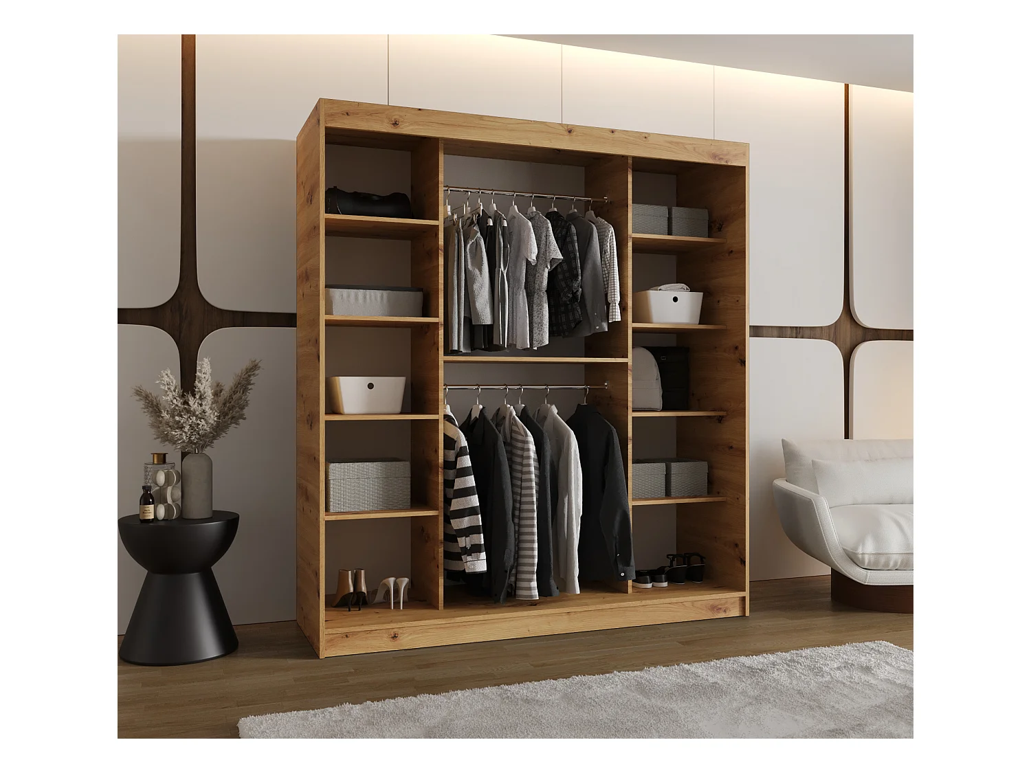 Armoire Spoti À Portes Coulissantes 200/180/62 2 portes (Artisan)