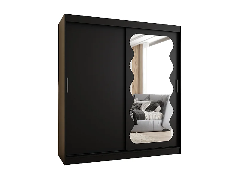 SCHWEBETÜRENSCHRANK SPOTI 200/180/62 2-Türig (Schwarz)