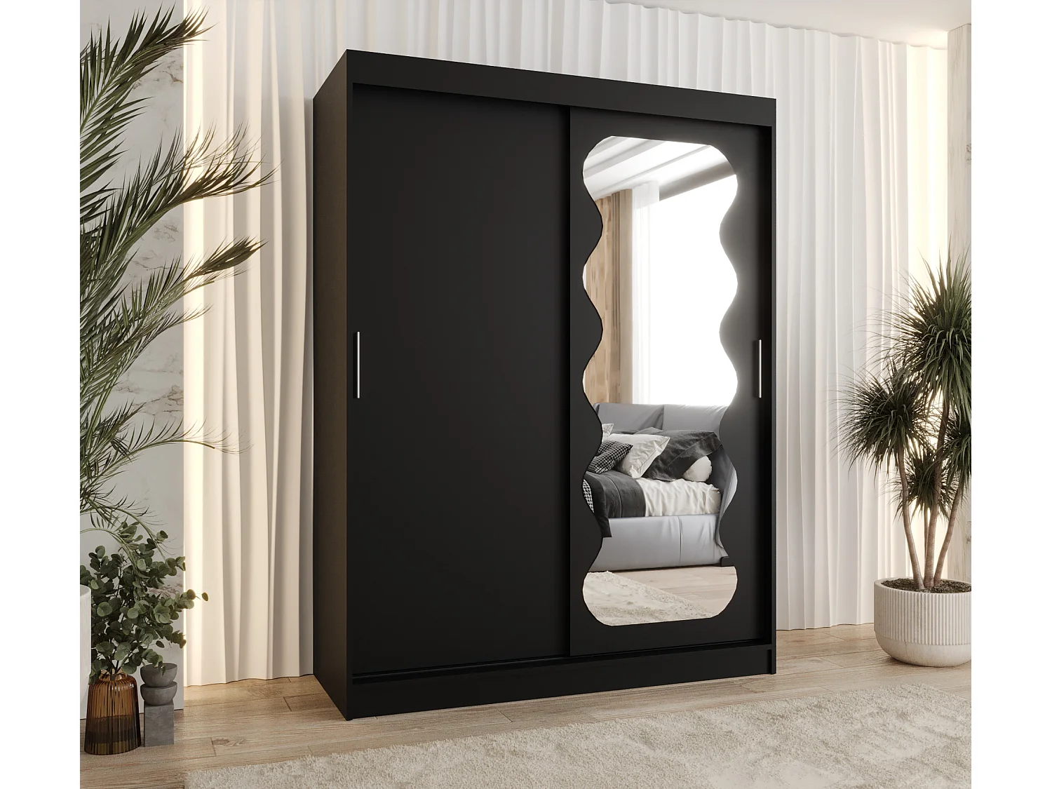 Armoire Spoti À Portes Coulissantes 200/150/62 2 portes (Noir)