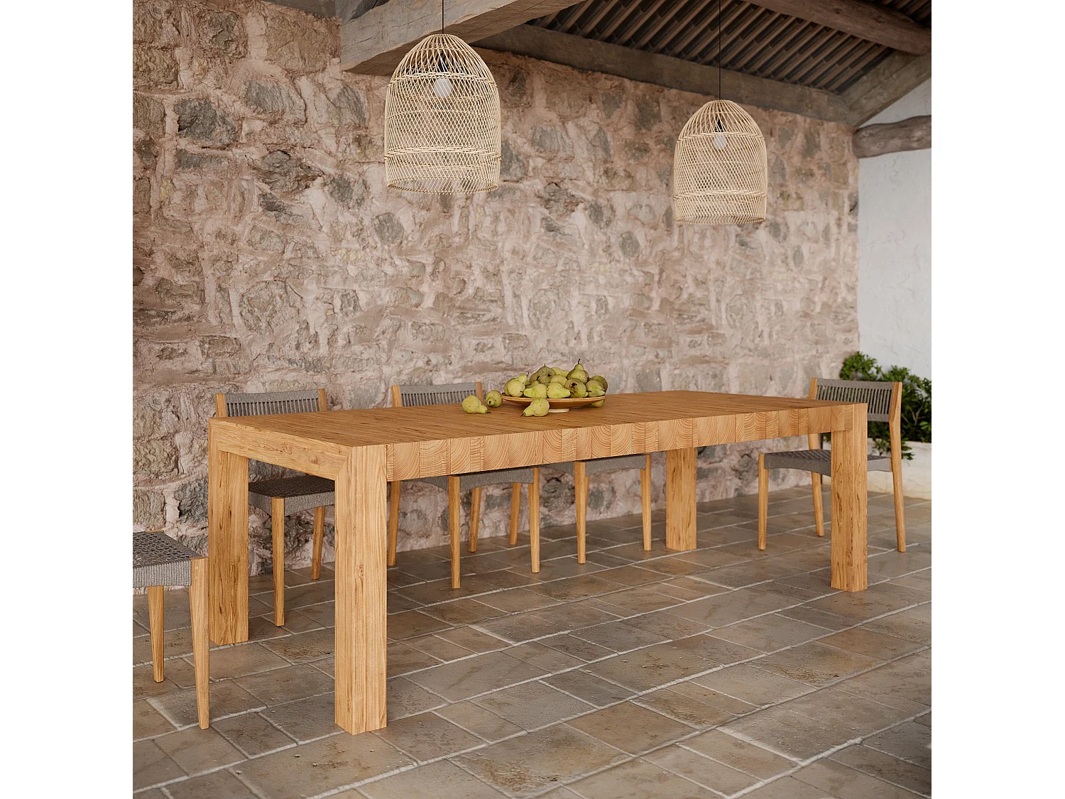 Table de jardin rectangulaire en bois de teck recyclé 10 personnes - Zia