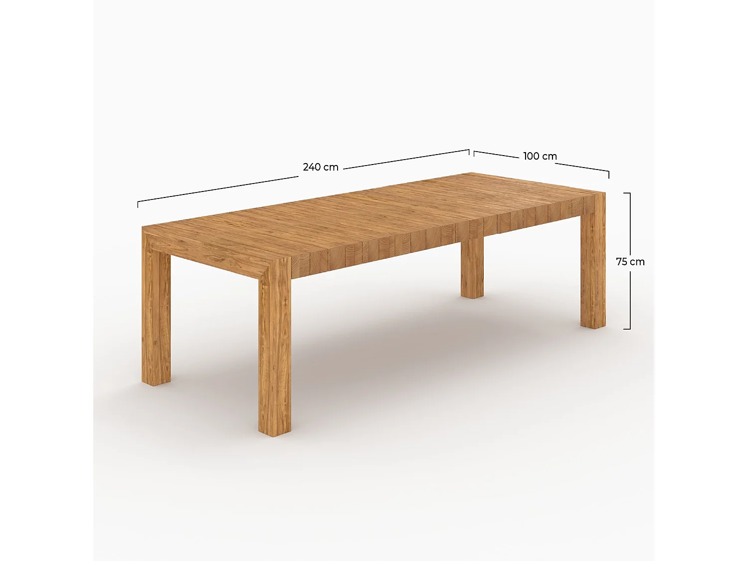 Table de jardin rectangulaire en bois de teck recyclé 10 personnes - Zia