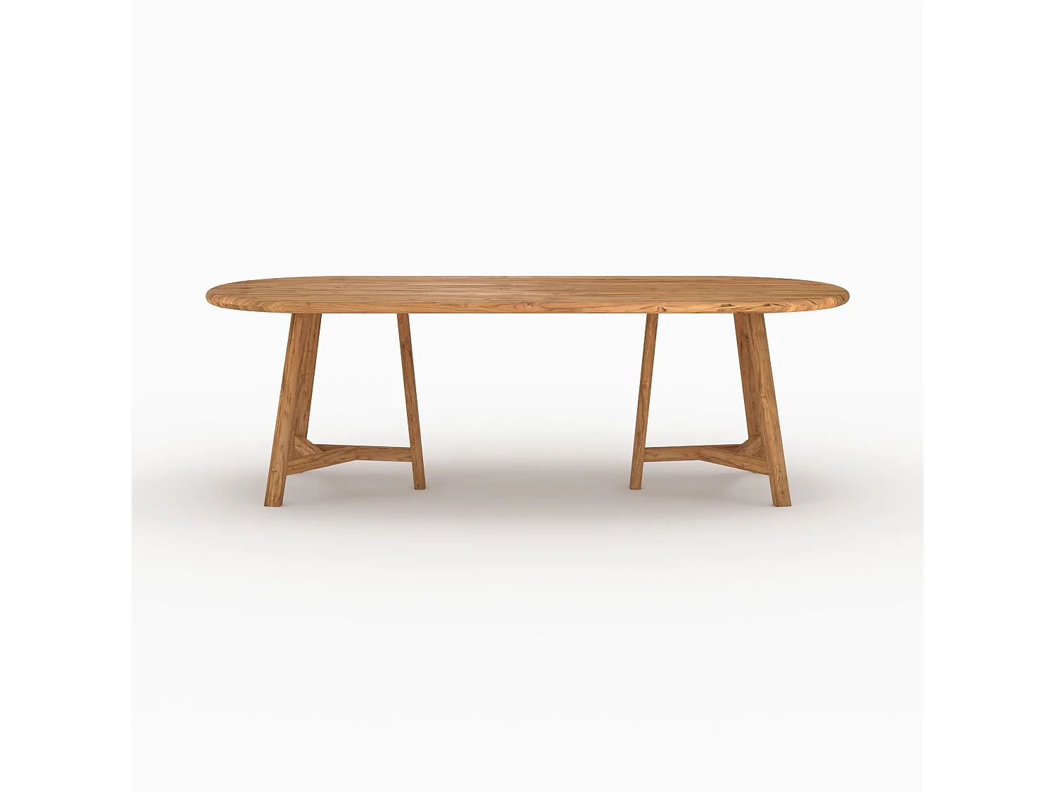 Table de jardin ovale en bois de teck recyclé 10 personnes - Bora