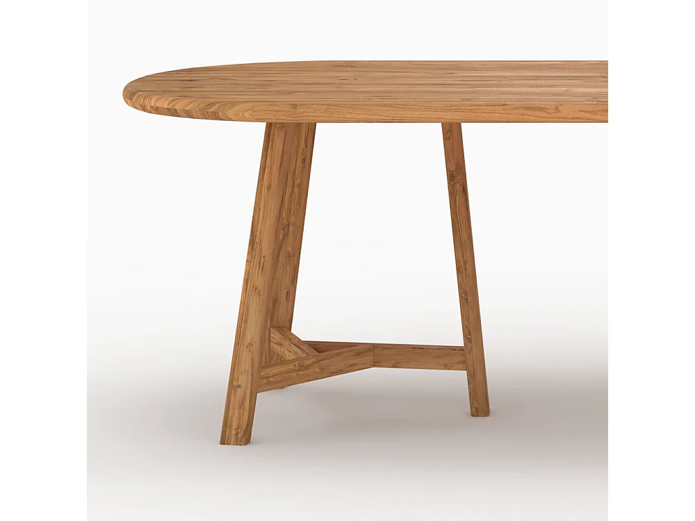 Table de jardin ovale en bois de teck recyclé 10 personnes - Bora