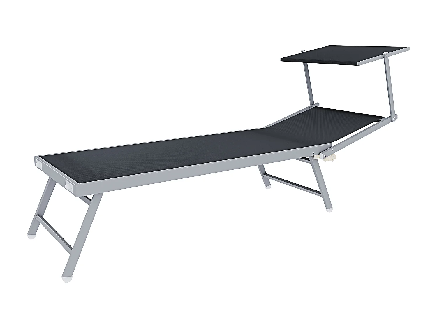 Coppia Di Lettini Grigio Scuro Prendisole Pieghevole Professionale In Alluminio Tettuccio Orientabile Parasole Mare Spiaggia Piscina Giardino 182 x 60 x 38 cm