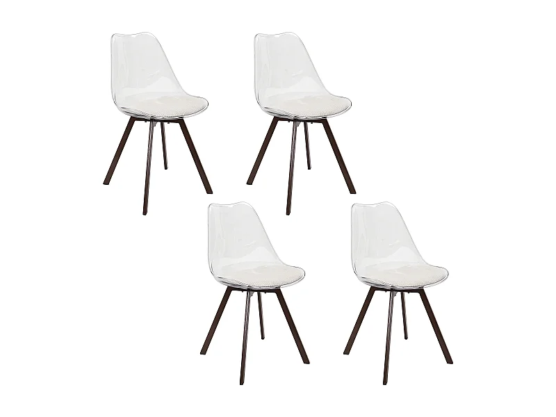Chaise Transparente Coussin Cotele Scott Beige - Lot De 4 Beige