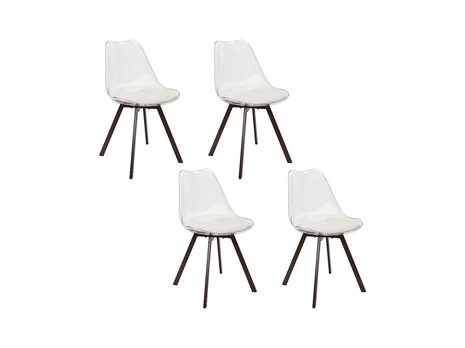 Chaise Transparente Coussin Cotele Scott Beige - Lot De 4 Beige