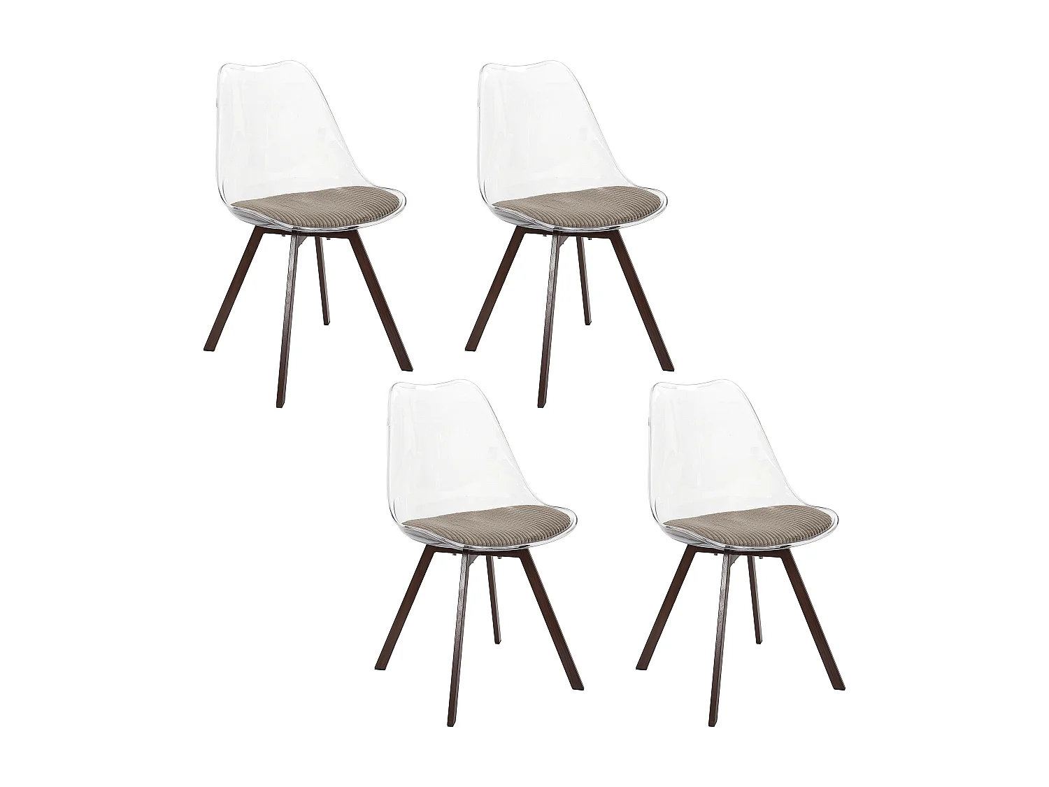 Chaise Transparente Coussin Cotele Scott Taupe - Lot De 4 Gris