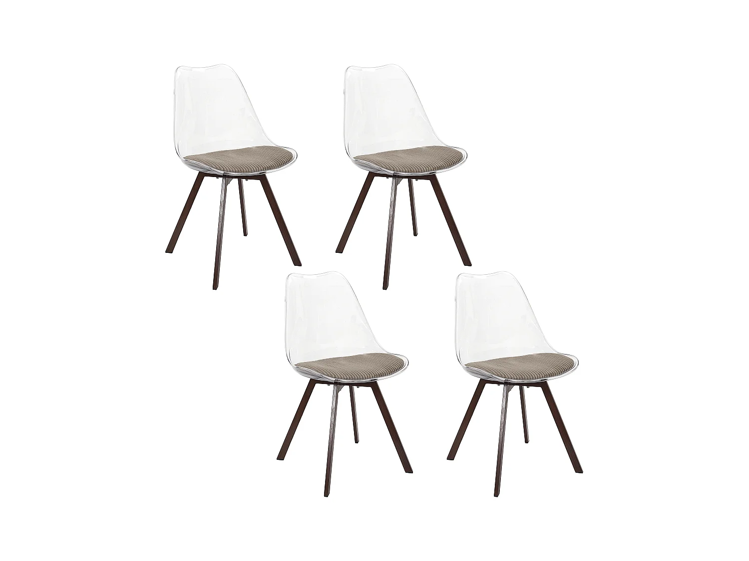 Chaise Transparente Coussin Cotele Scott Taupe - Lot De 4 Gris