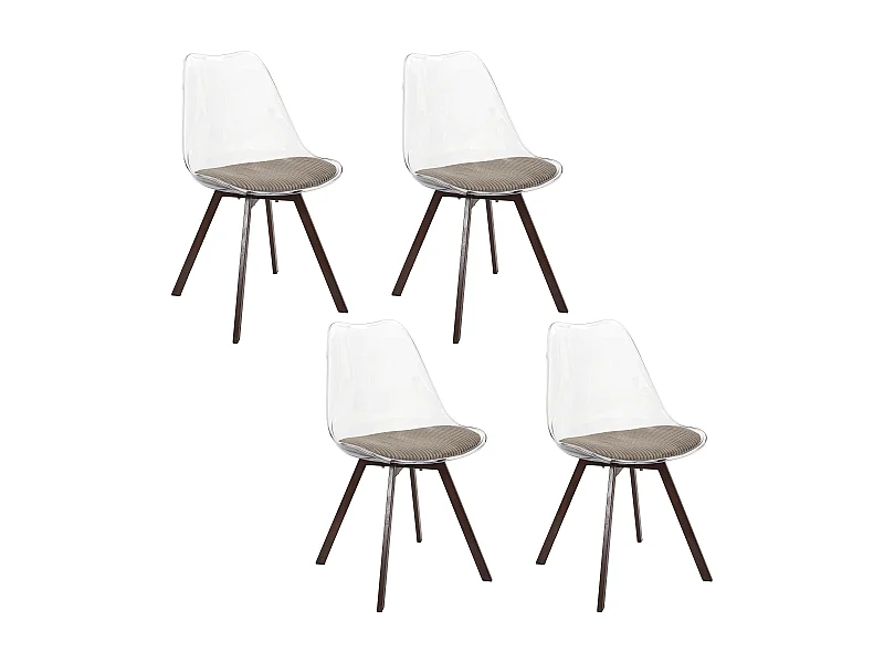Chaise Transparente Coussin Cotele Scott Taupe - Lot De 4 Gris