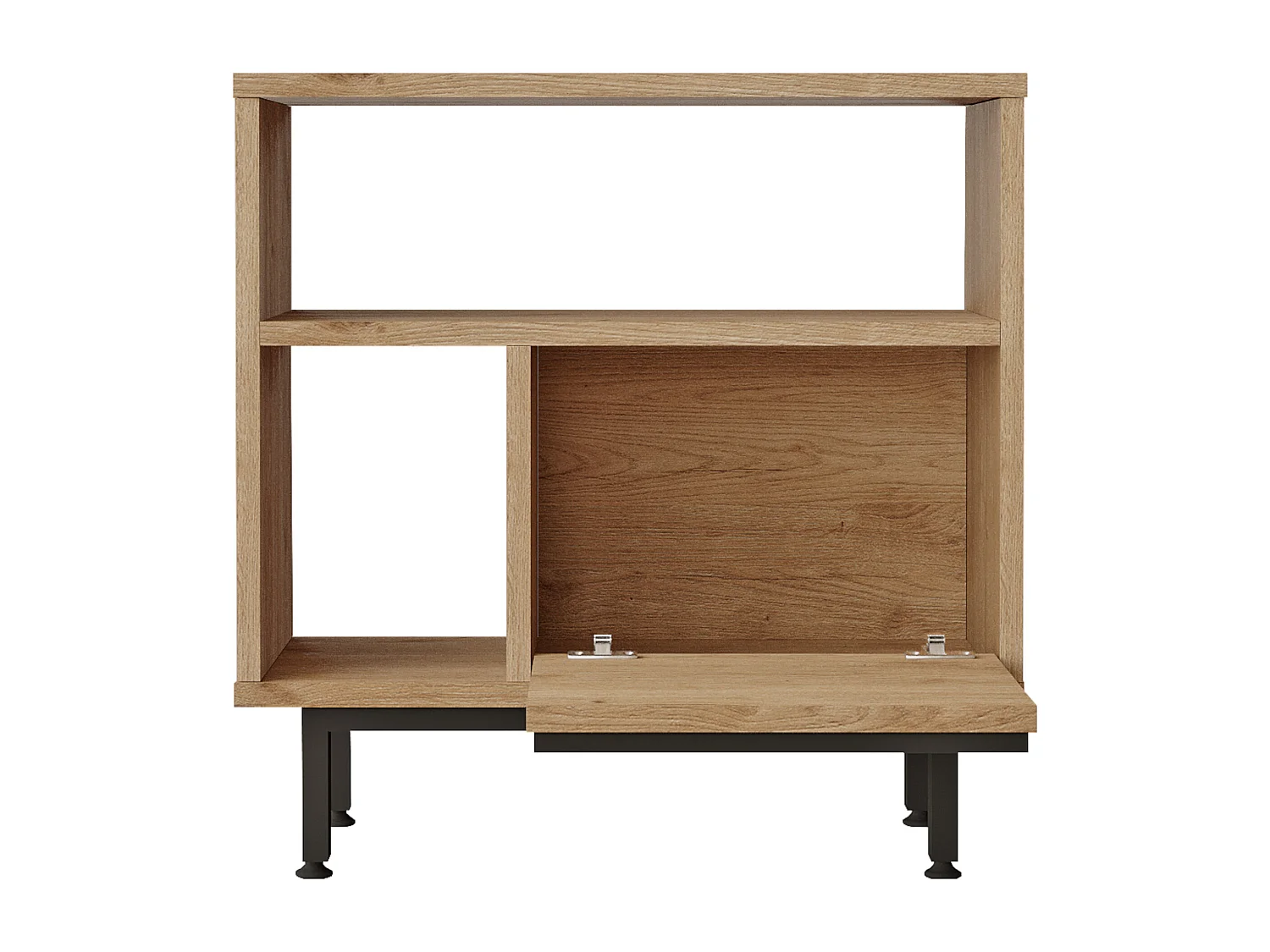 Table d'appoint Kvænangen 60 x 60 x 26 cm effet chêne aspect rotin noir [en.casa]