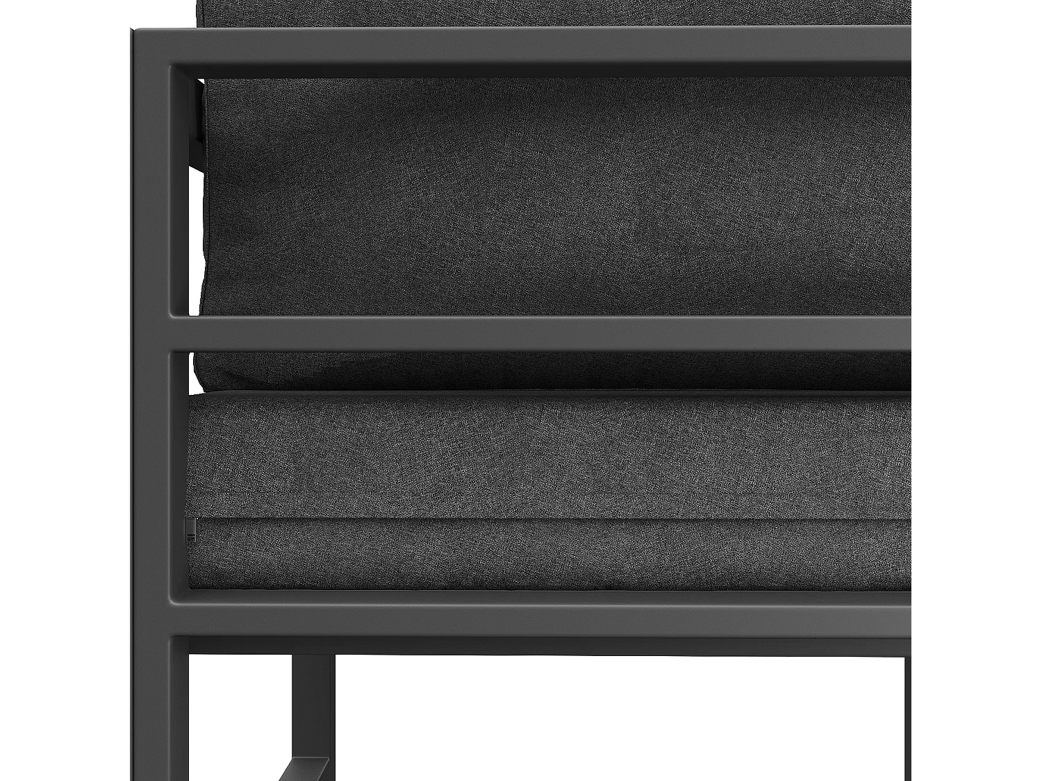 Salão de jardim em corda, para 4 pessoas, canapé de canto - em ferro galvanizado, pés ajustáveis, em vidro temperado com padrão marmoreado, cinza